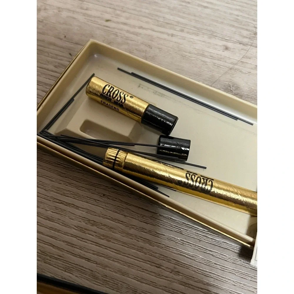 Cross Classic Black Pen and Pencil Set Matte Gold Trim Vintage with Box Refills‎